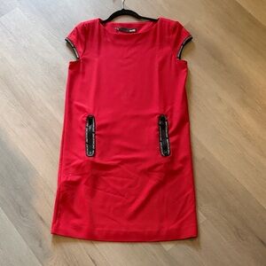 Moschino Red Mini Dress with Black Trim